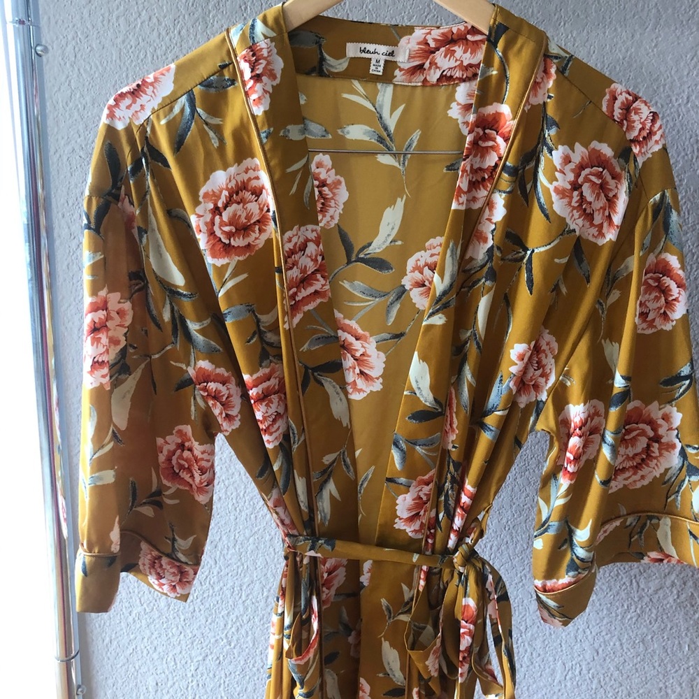 Floral , satin robe